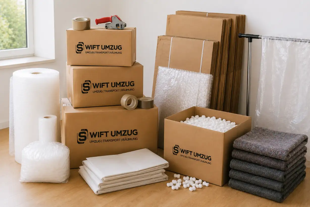 Verpackungsmaterial inklusive – Umzugskartons, Möbeldecken, Stretchfolie